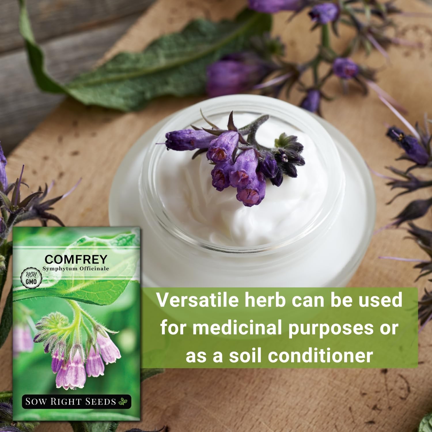 Sow Right Seeds – Comfrey for Planting – Non-GMO Heirloom – purple