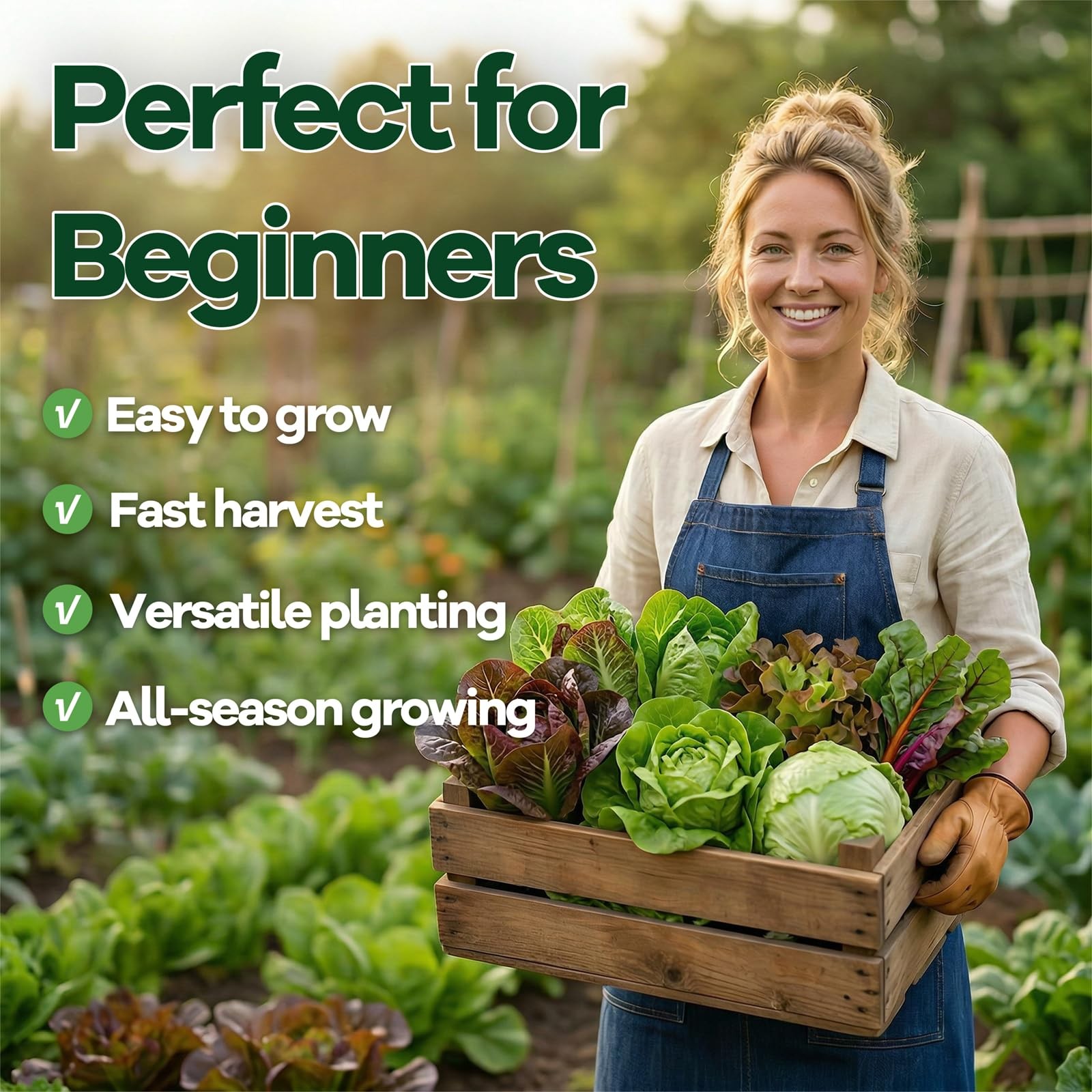 LUOJIBIE Lettuce Seeds for Planting Outdoors, Vegetable Medium Pack, Mix