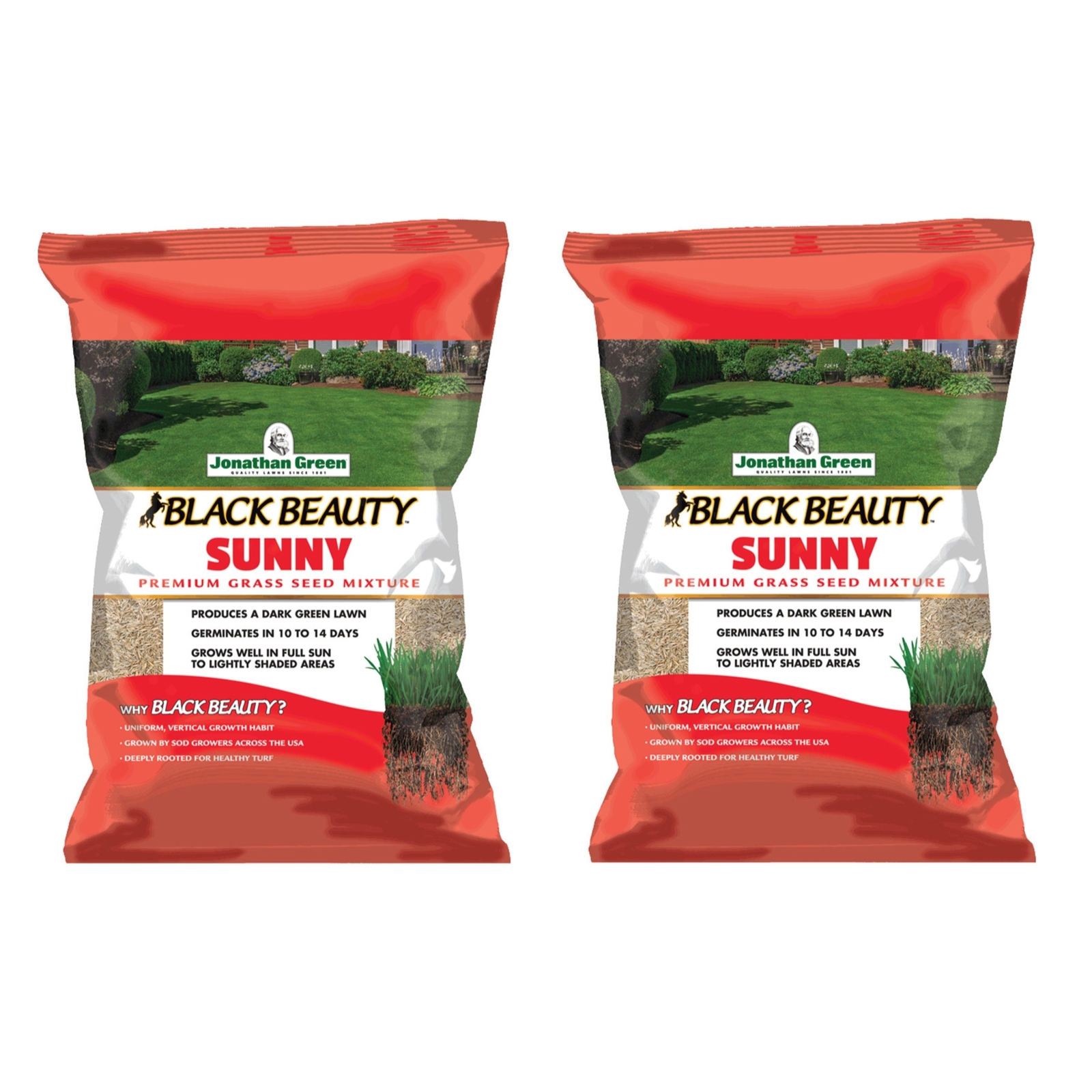 Jonathan Green Black Beauty Sunny Premium Grass Seed Mixture, 1lb Bags, 2 Pack