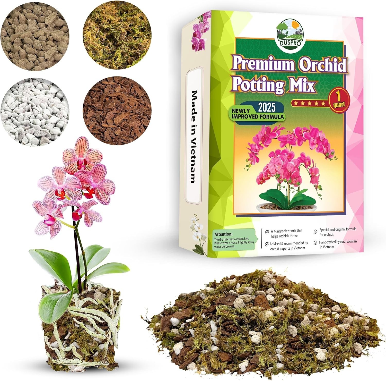 1 Quart Orchid Bark Potting Mix for Indoor Plants – Enhanced Drainage & Aeration