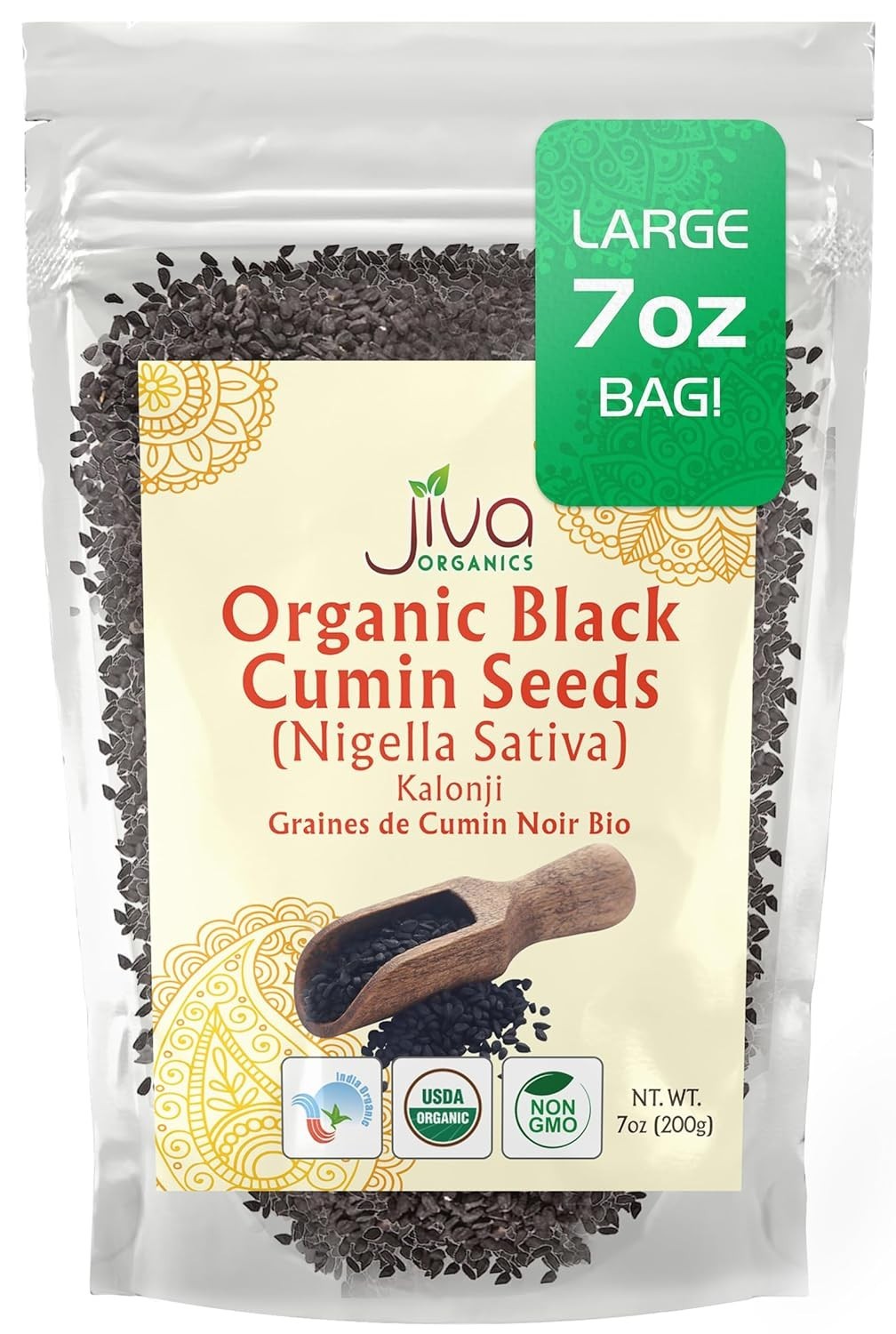 Organic Nigella Seeds Jiva 7oz Pure Black Seed Kalonji Sproutable Fresh