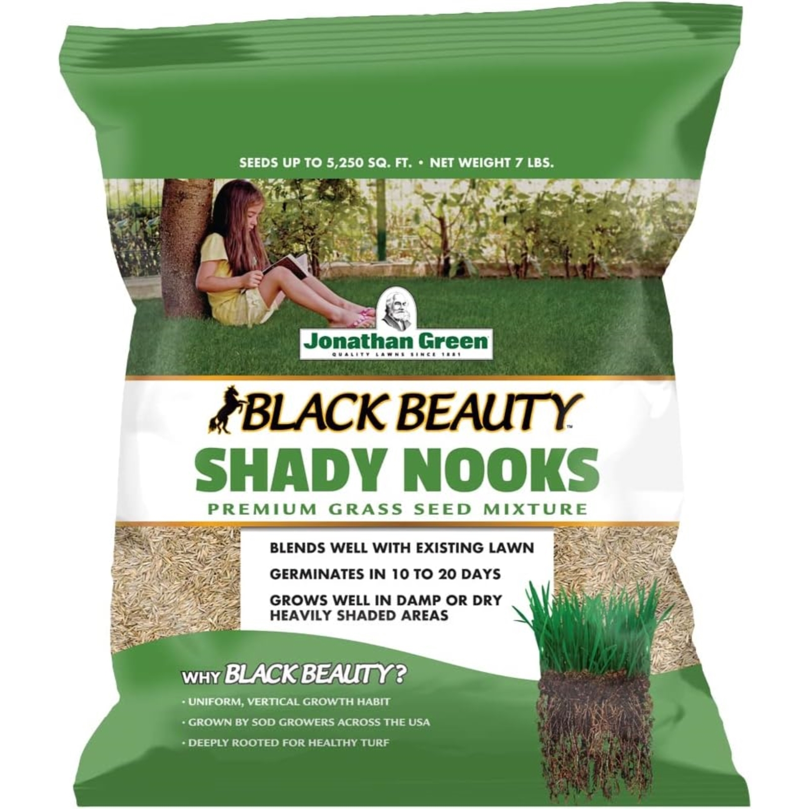 Jonathan Green Black Beauty Shady Nooks Premium Grass Seed Mix, 7lb