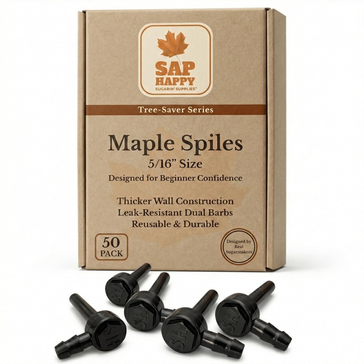 SAP HAPPY Maple Sap Spiles 50 Count, 5/16″ Ecolo Taps for Maple Trees, Maple …