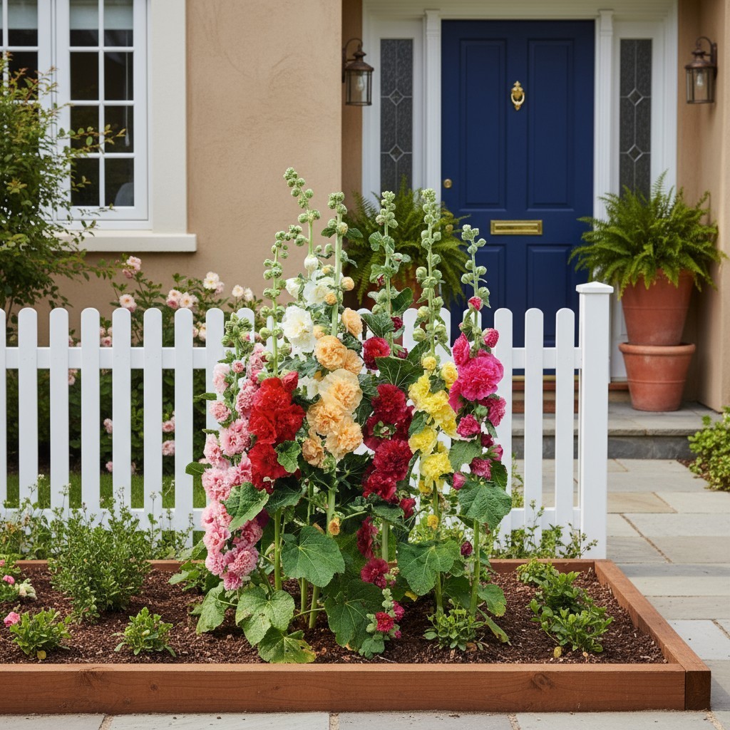 50 Hollyhock Seeds – Tall Double Bloom Mix for Stunning Cottage Gardens