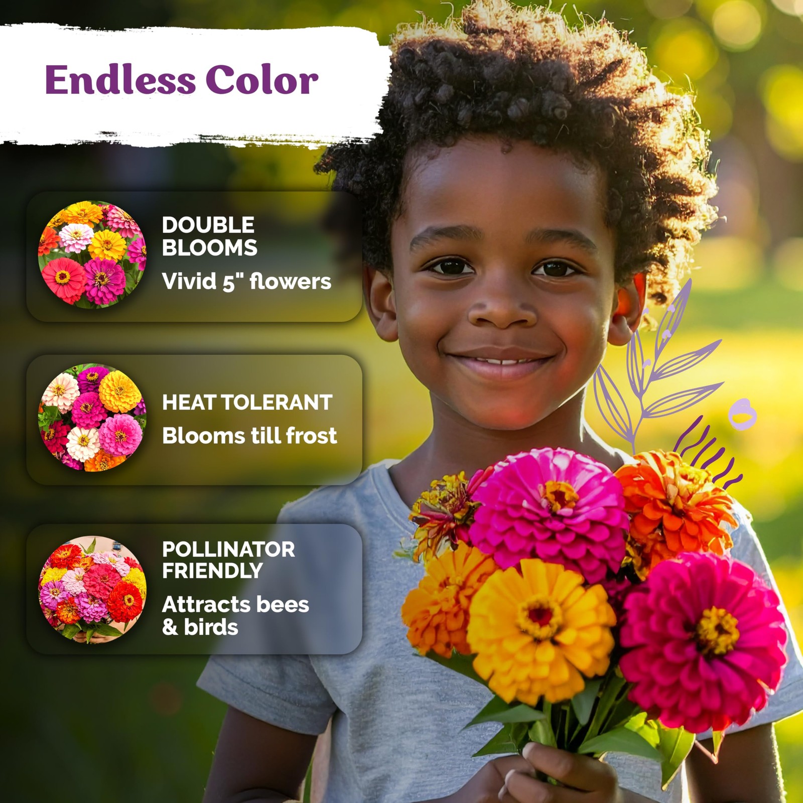 KVITER 550 Dahlia Zinnia Seeds for 2025 Mix (Zinnia Elegans)