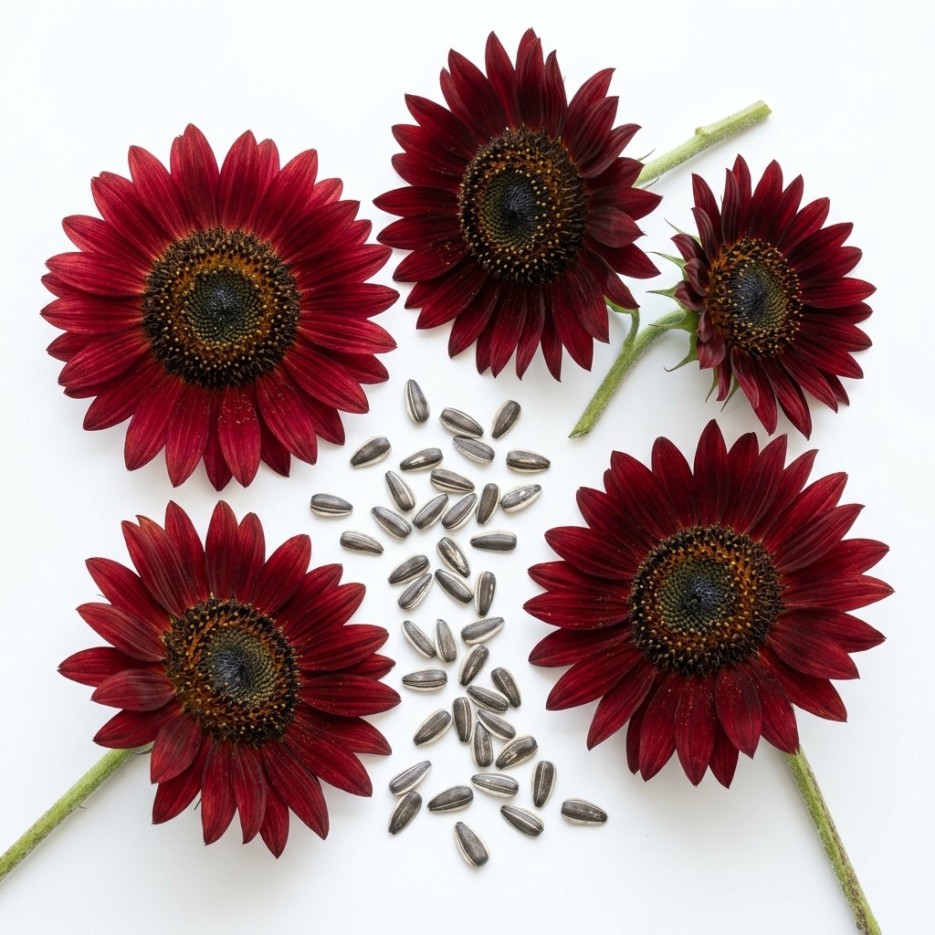 100 Velvet Queen Sunflower Seeds for Planting – Deep Chocolate & Burgundy Red