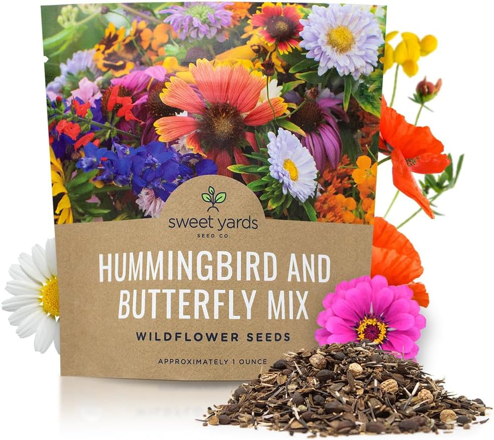 Wildflower Seeds Butterfly and Humming Bird Mix – Large 1 Ounce Packet 7,500+ Se