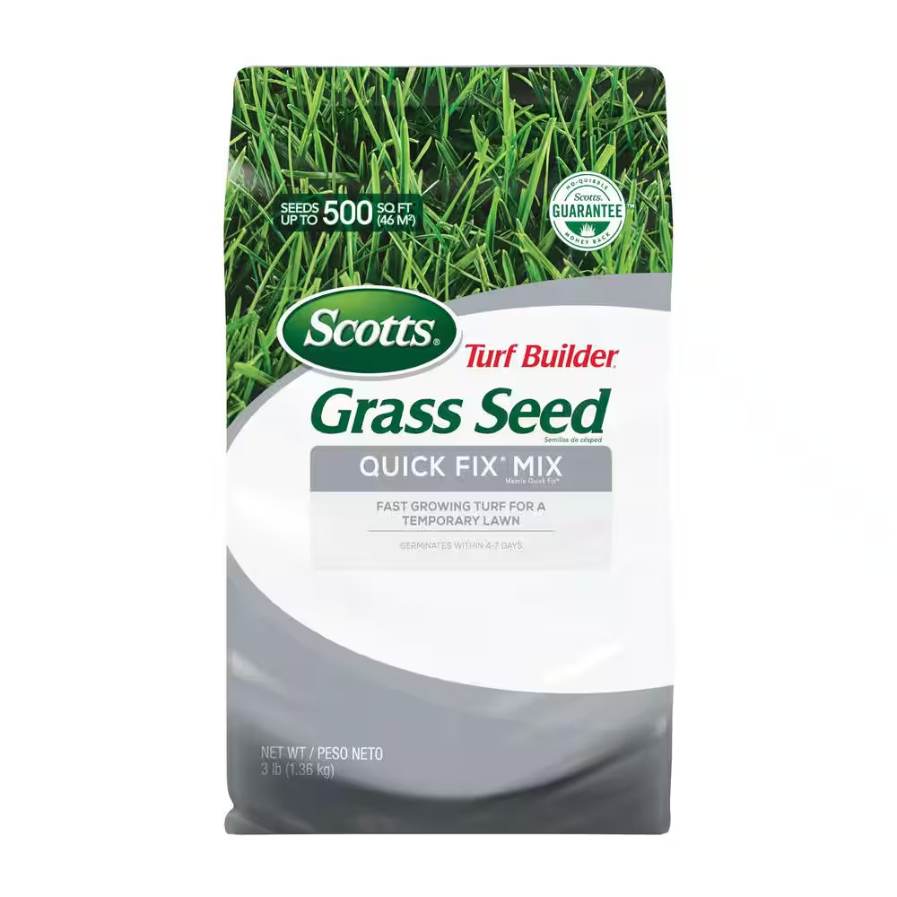 Turf Builder Grass Seed 3 Lbs. Quick Fix Mix, Fast Growing Turf for a Temporary