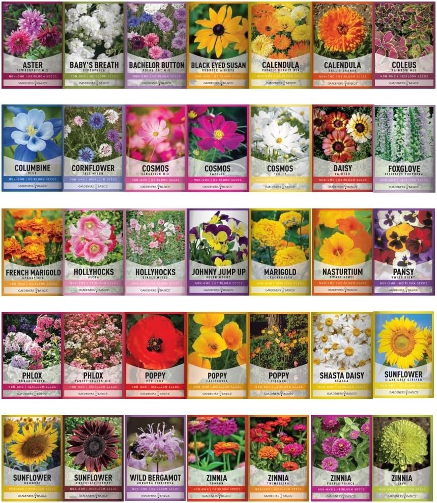 Flower Seeds Packets for Planting 35 Individual Varieties Perennial, Annual, …