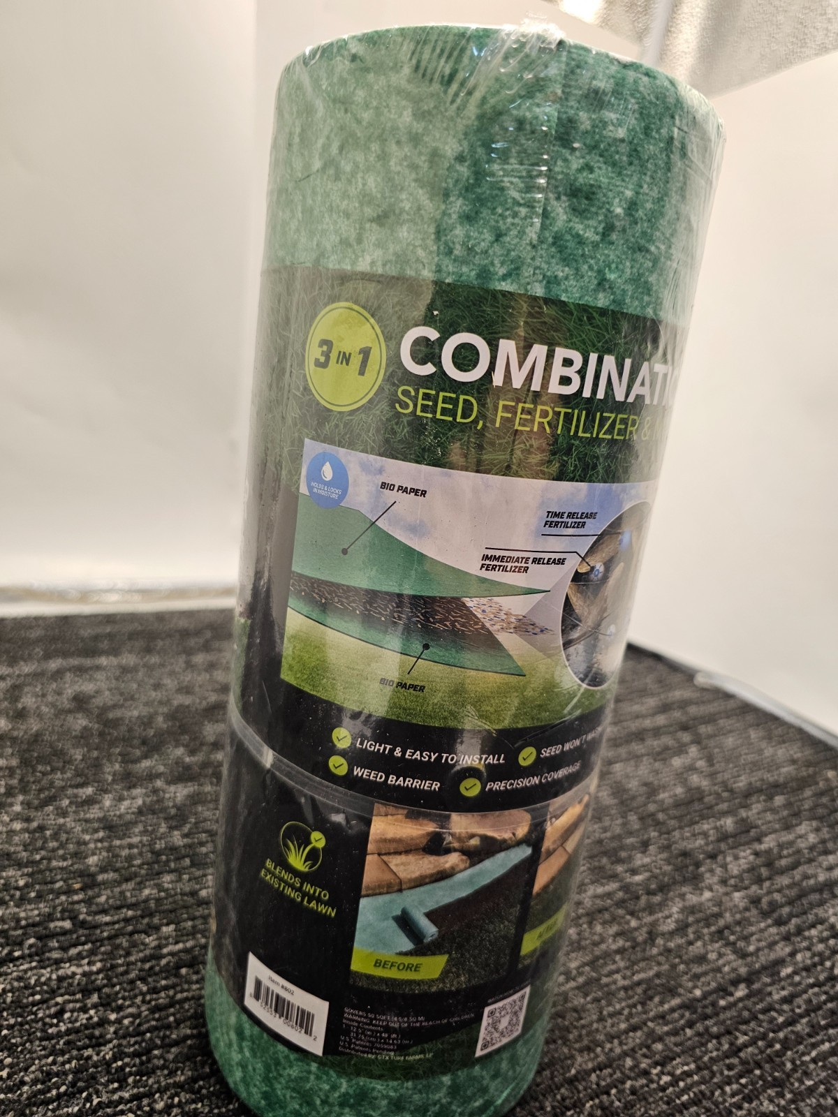 Growtrax 802 Grass Seed Mat, Year Round Green-50 Sq Ft Quick Fix Roll