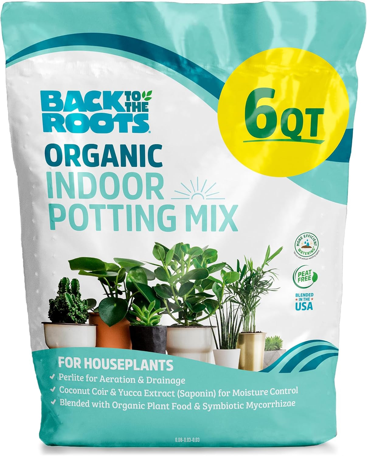 Organic Indoor Potting Mix (6 Quart) for Healthy Houseplants, USA Made