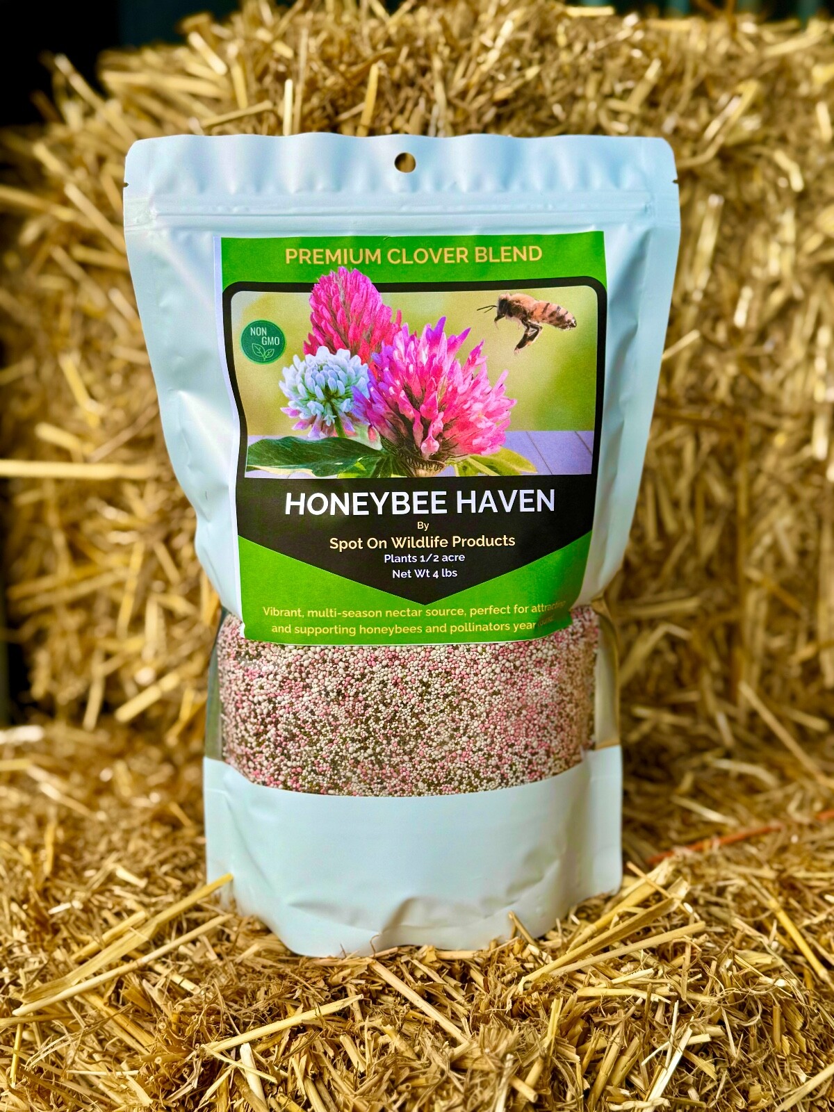 Clover Seed mix attracts Honeybees, Pollinators, builds Soil heath Spring 1/4ac