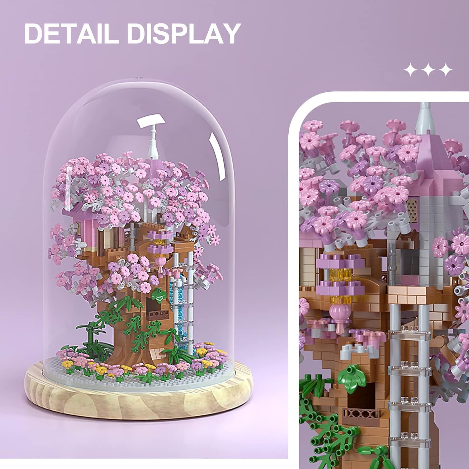 Cherry Blossom Bonsai Tree House Building Flowers Set for Adults, 1382 Pcs Mi…