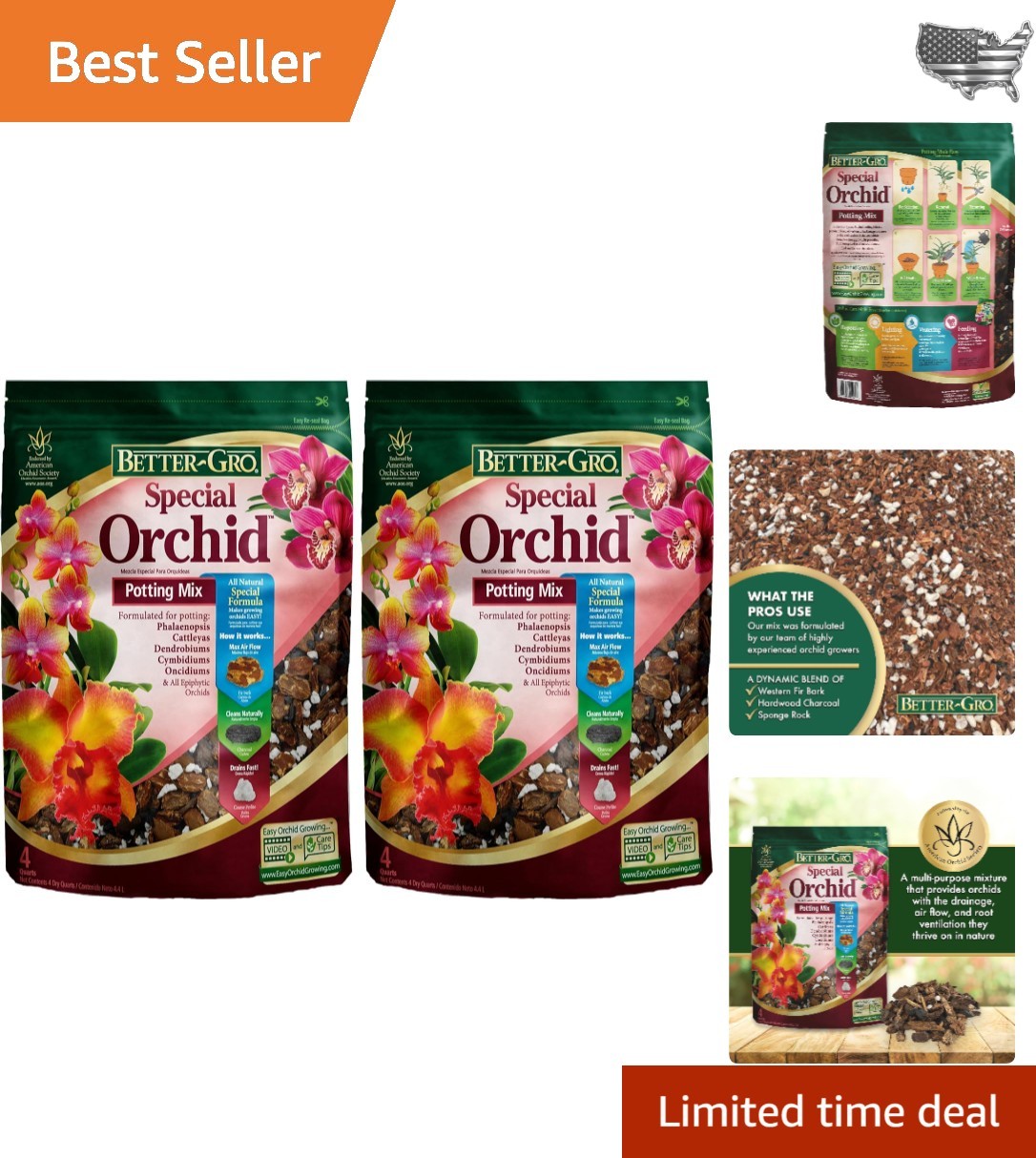 Special Orchid Mix 4 Quarts – Potting Bark for Phalaenopsis & Cattleyas