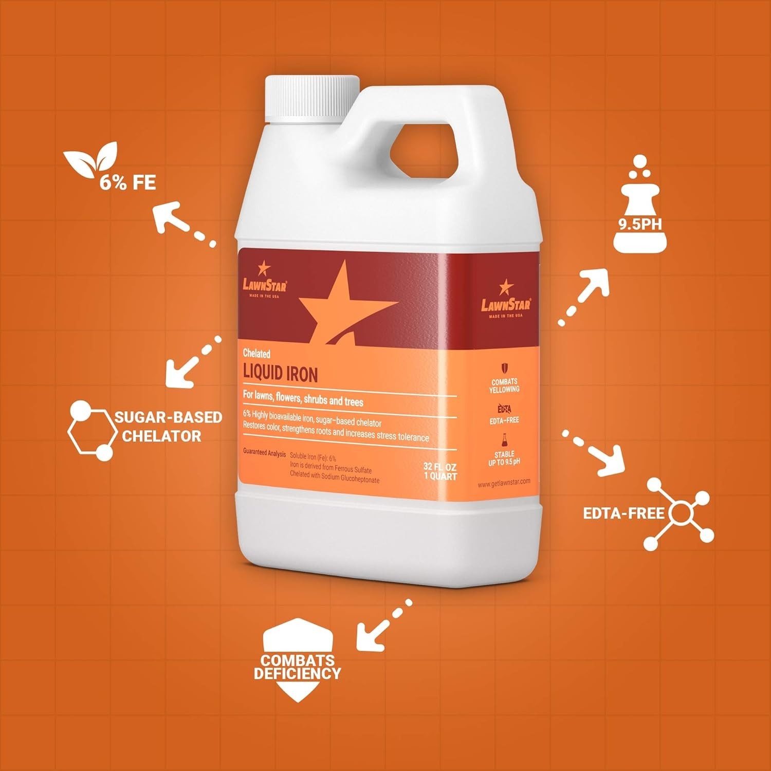 Versatile 32 OZ Liquid Chelated Iron – Revive Your Lawn, Trees & Shrubs