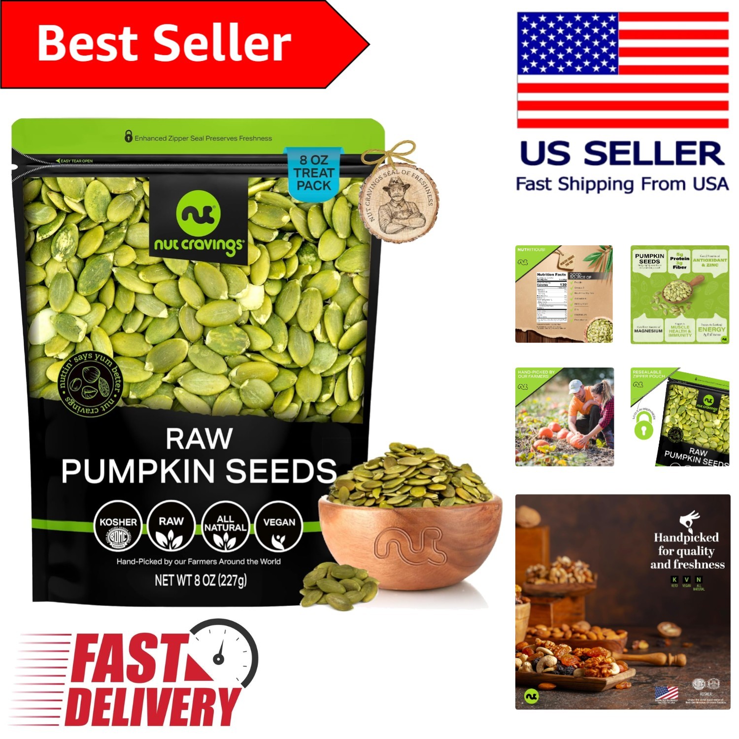 Nutritious 8oz Raw Pumpkin Seeds Pepitas – Perfect for Snacking & Recipes
