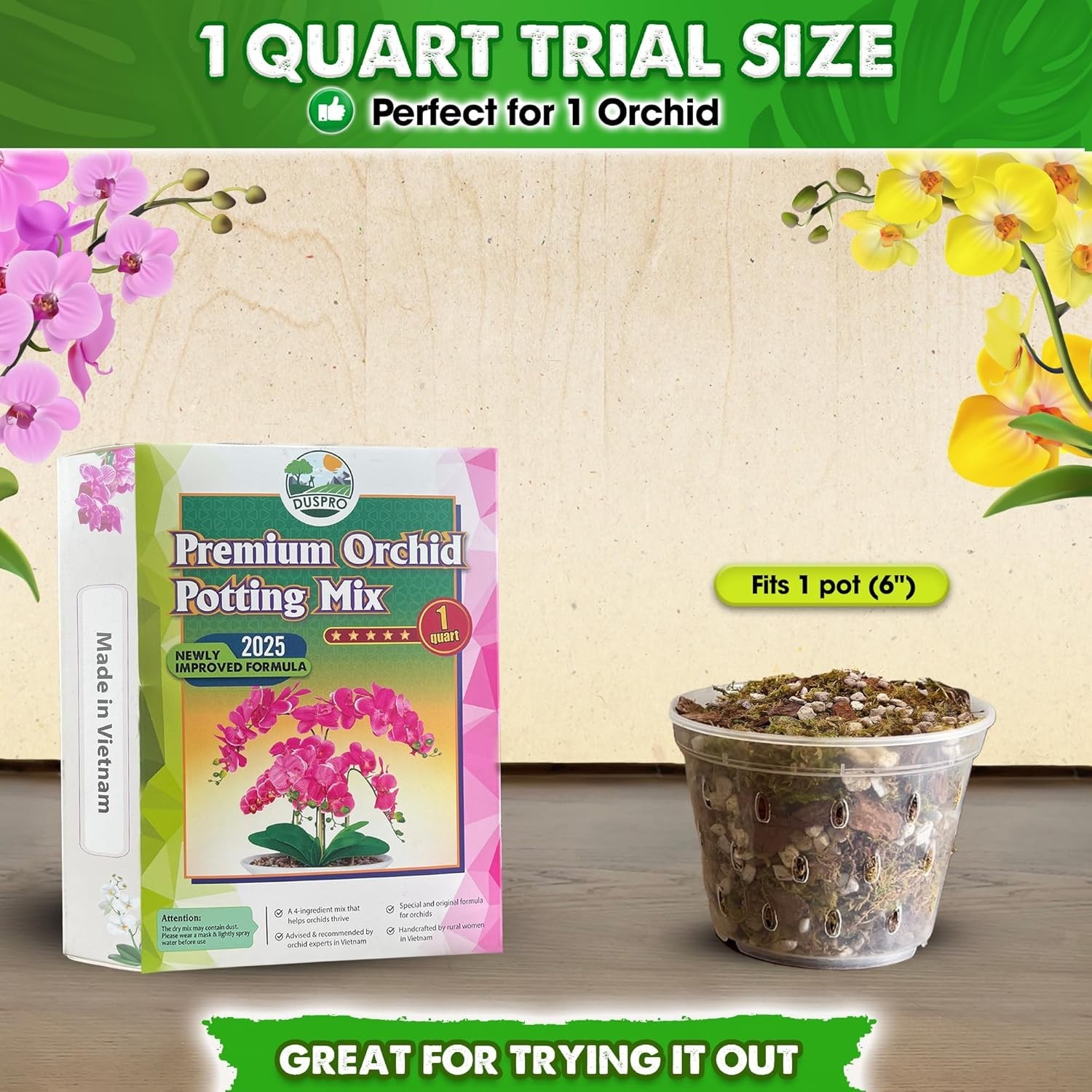 Indoor Orchid Potting Soil – Chunky Perlite, Pine Bark for Superior Drainage