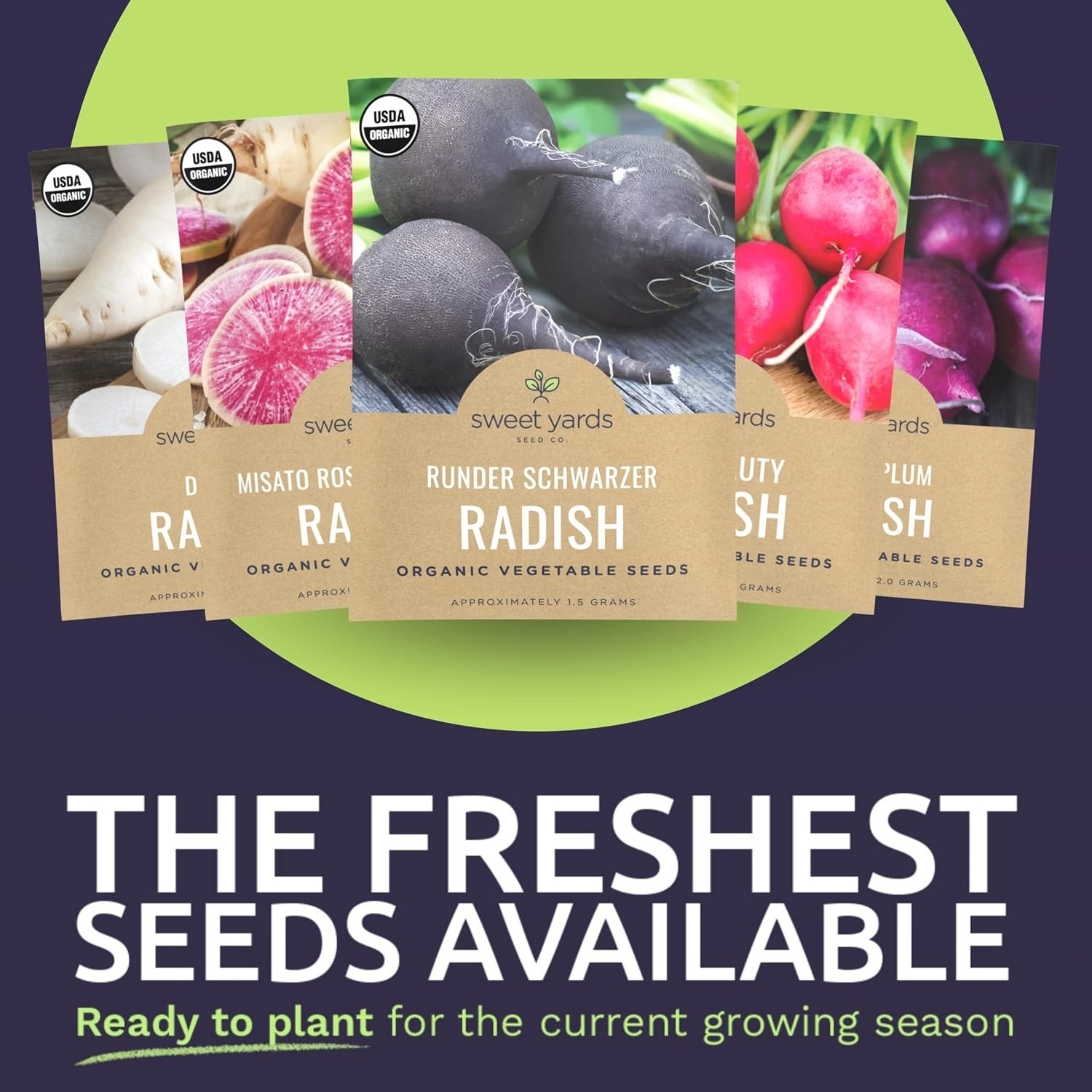 Organic Radish Seeds Variety Pack – 10 Individual Packs – 2026 Season – Pink