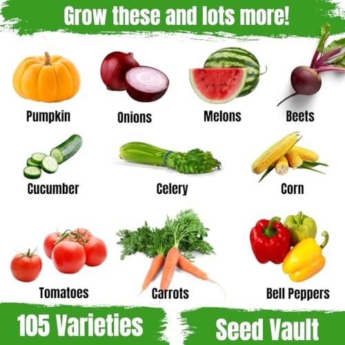 Survival Garden Seeds Vault 105 Varieties Non GMO Heirloom Ammo Box Storage