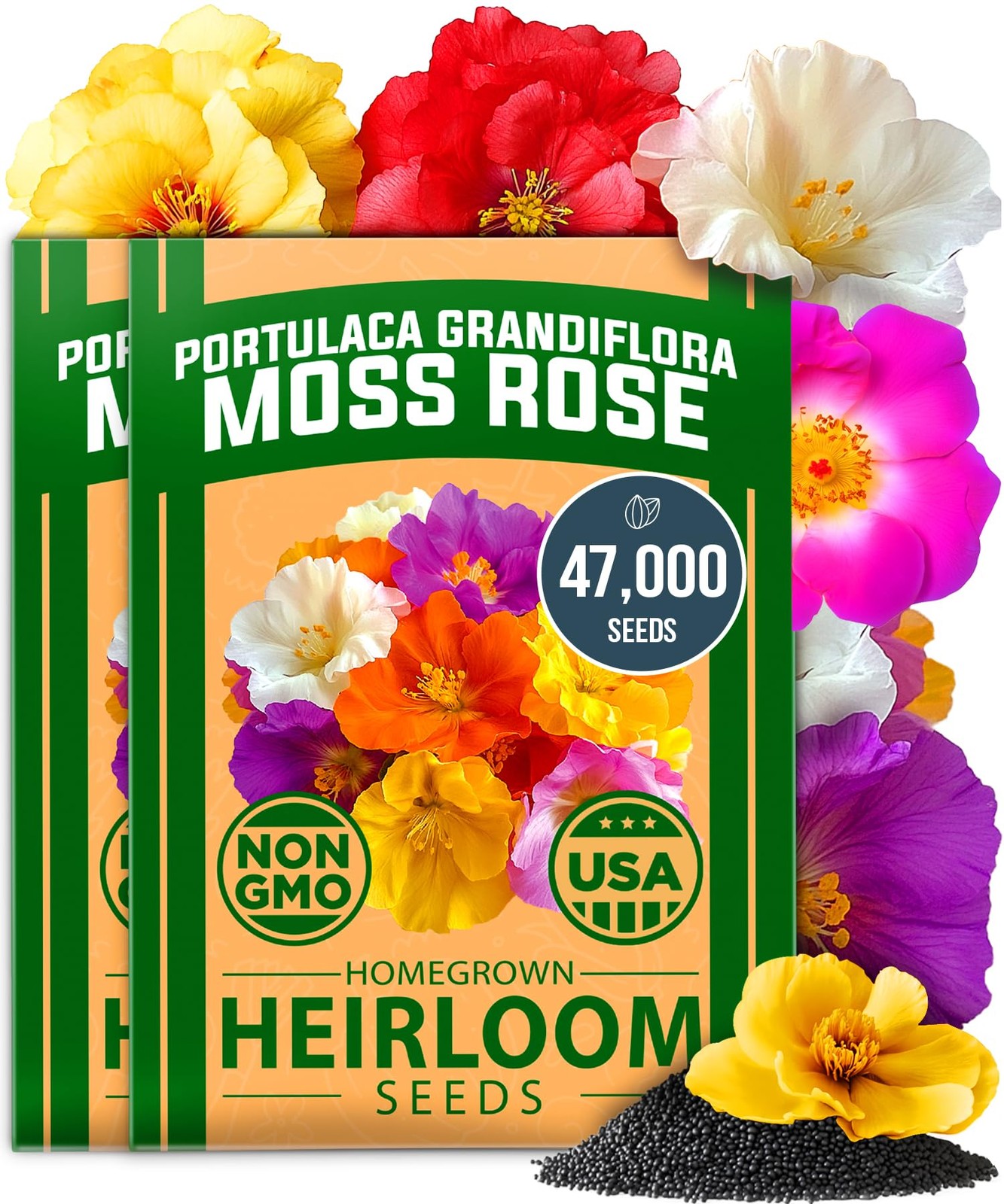 HOME GROWN 47000+ Moss Rose Seeds (Bulk Pack) Annual Flower for Ground Multi