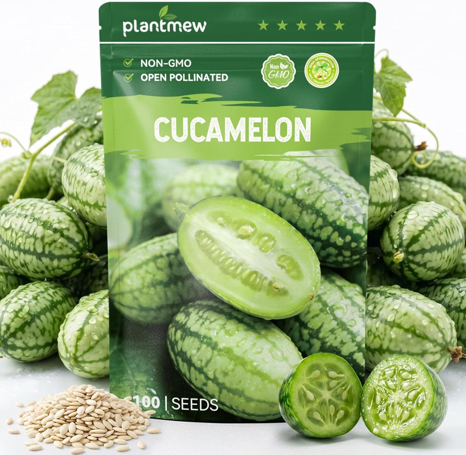 100 Heirloom Cucamelon Seeds for Planting – Mexican Sour Gherkin, Mouse Melon, F