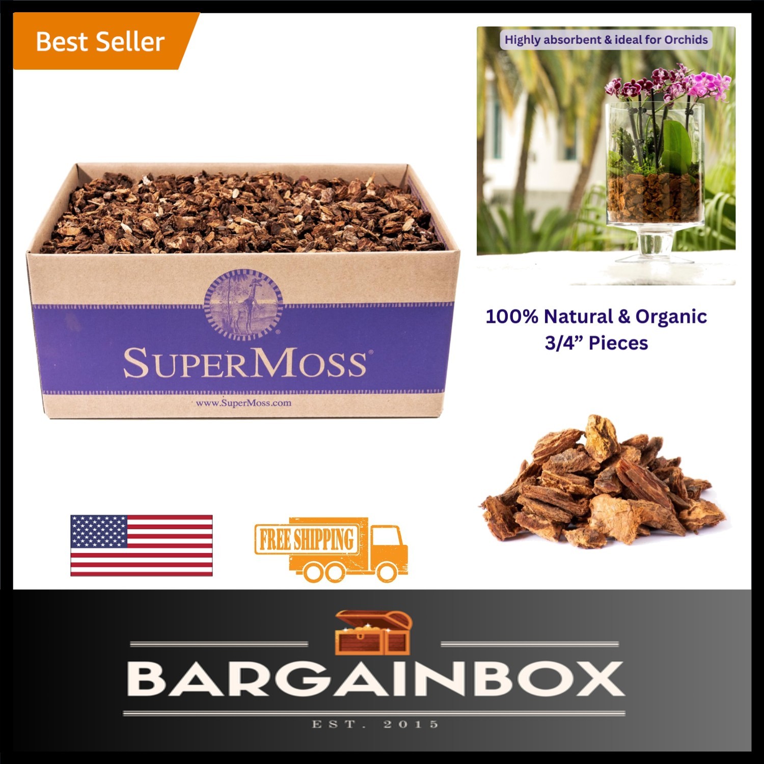 Versatile Natural Orchid Potting Bark – 1560 Cu In for Floral & Craft Use