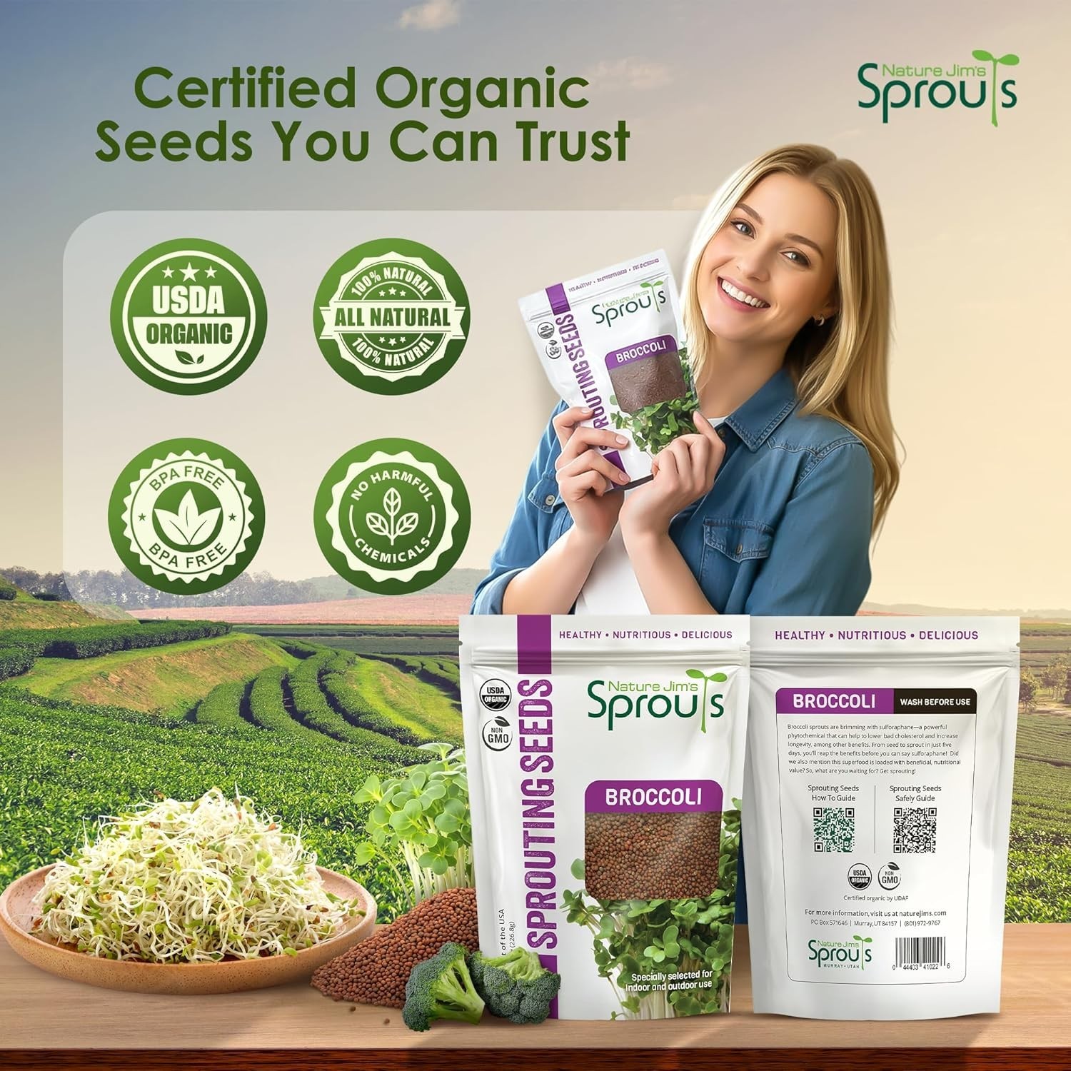 Nutrient-Rich Organic Broccoli Seeds – 8oz Non-GMO Seeds Sprouting in 5 Days