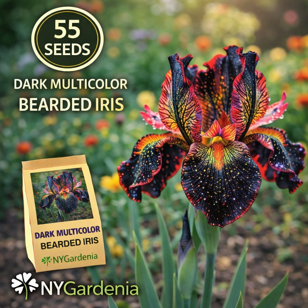 55 Dark Multicolor Bearded Iris Seeds Rare Flower Garden Easy Grow
