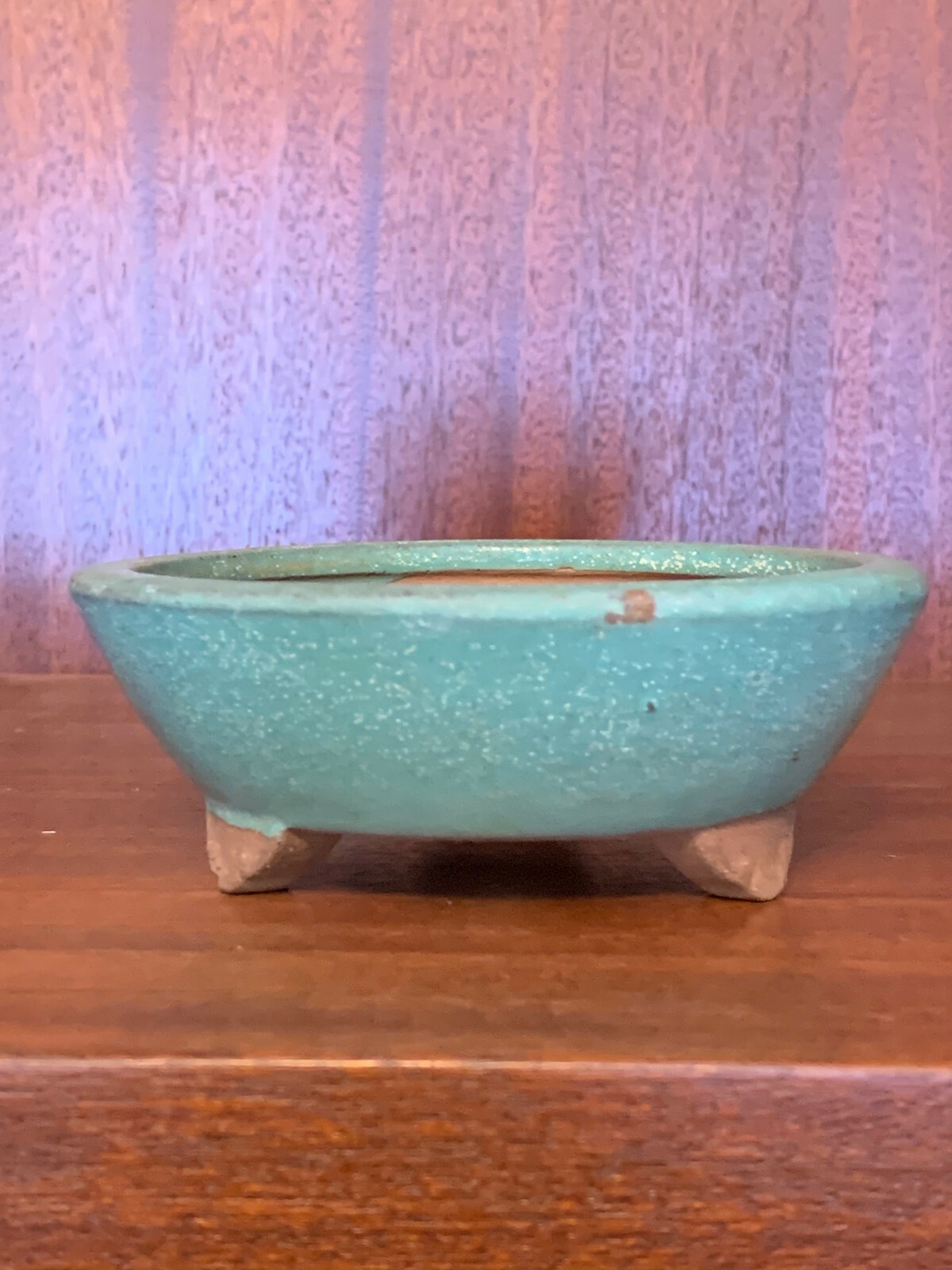 Green/blue Glazed High Quality Round Shohin Bonsai Tree Pot 4.625″x1.625″