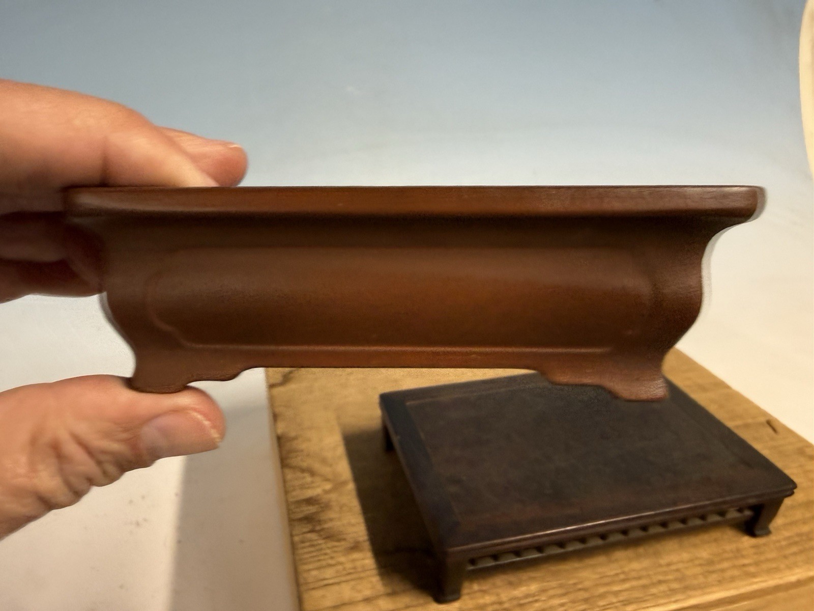 Japanese Unknown Maker Shohin Sized Bonsai Tree Pot 4 3/4” Unglazed