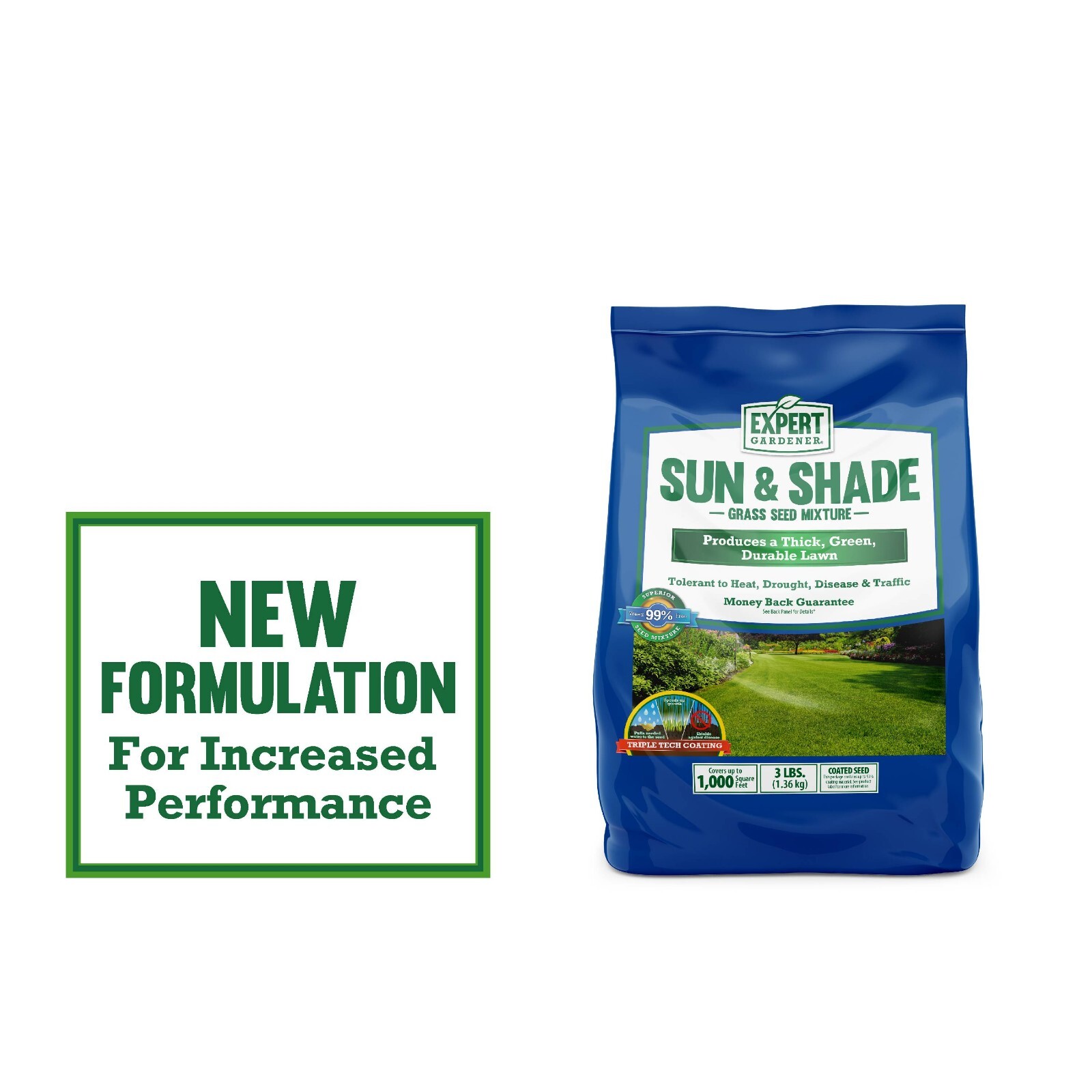GRASS SEED Sun & Shade Southern Mix, for Sun to Partial Shade, 3, 7, 20 Lb.