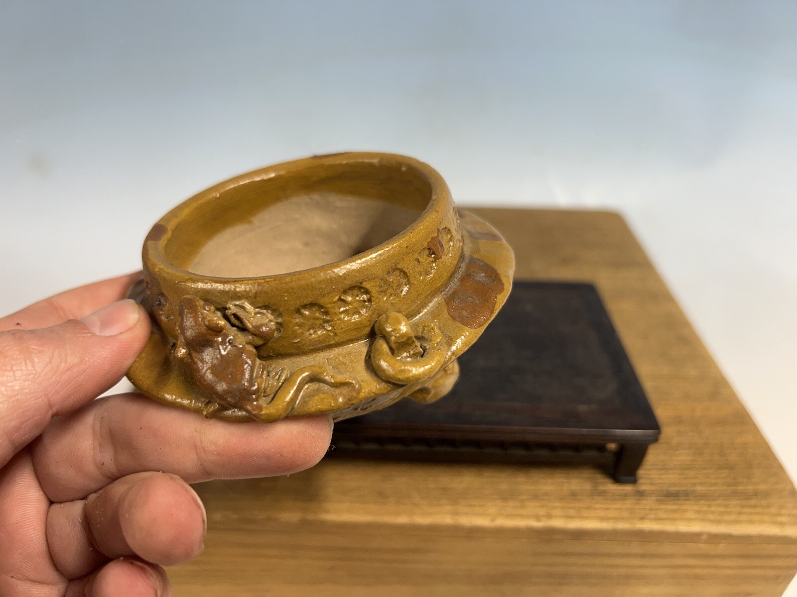 Japanese Unknown Maker Shohin Sized Bonsai Tree Pot 3 1/8 By 2” The Rat Pot