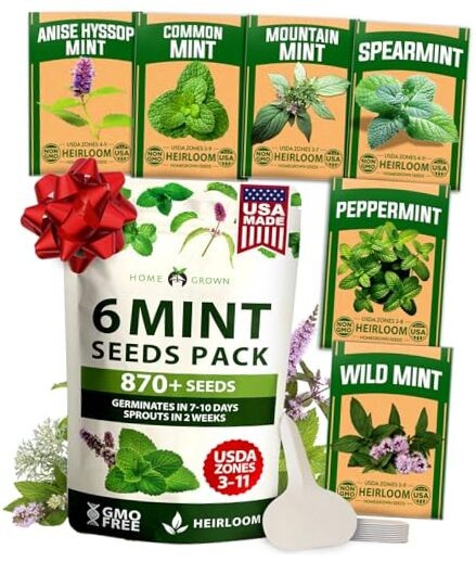 Mint Seeds Variety Pack – 870+ Heirloom Non-GMO USA Peppermint, Spearmint &