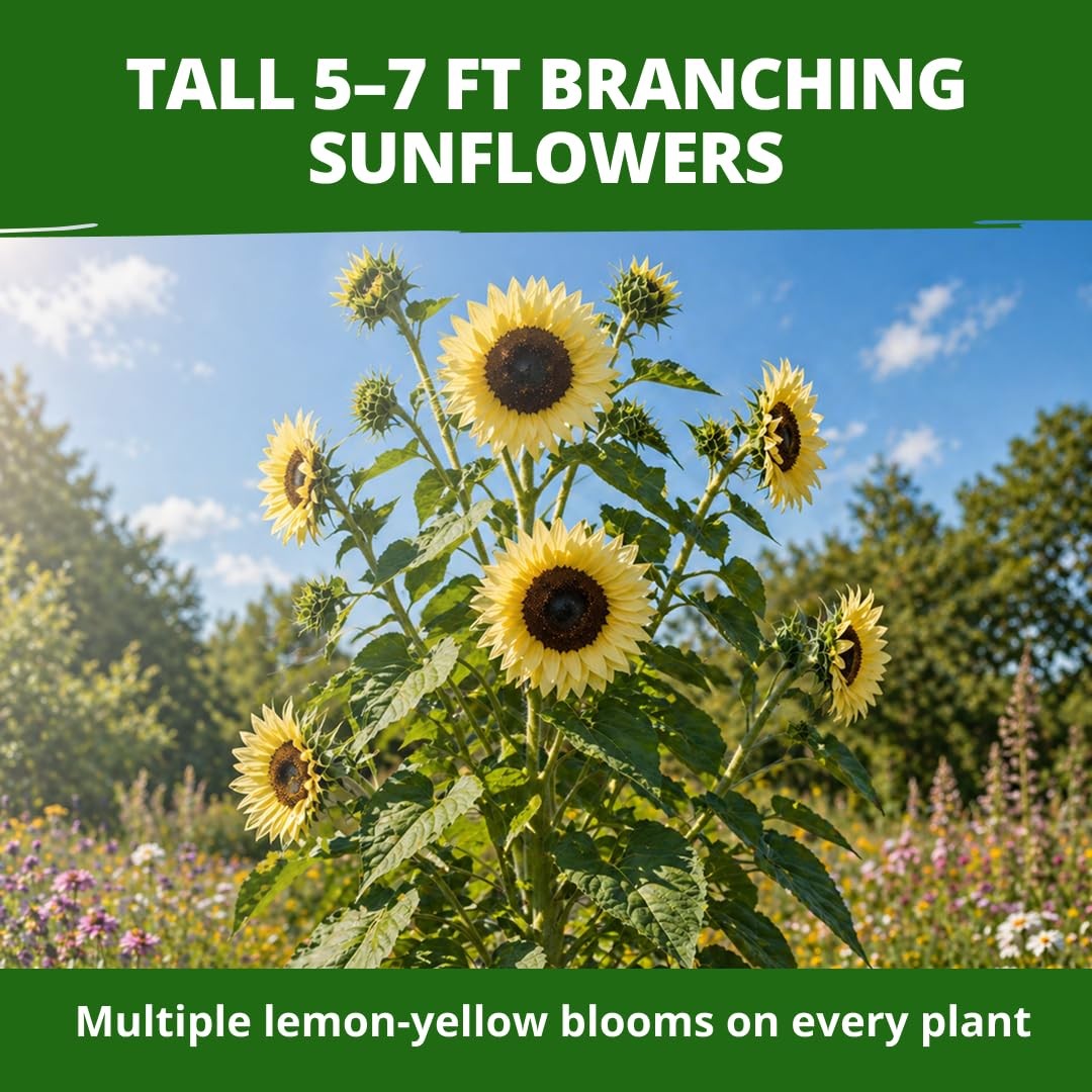 HOME GROWN Lemon Queen Sunflower Seeds Yellow with Golden Brown Center