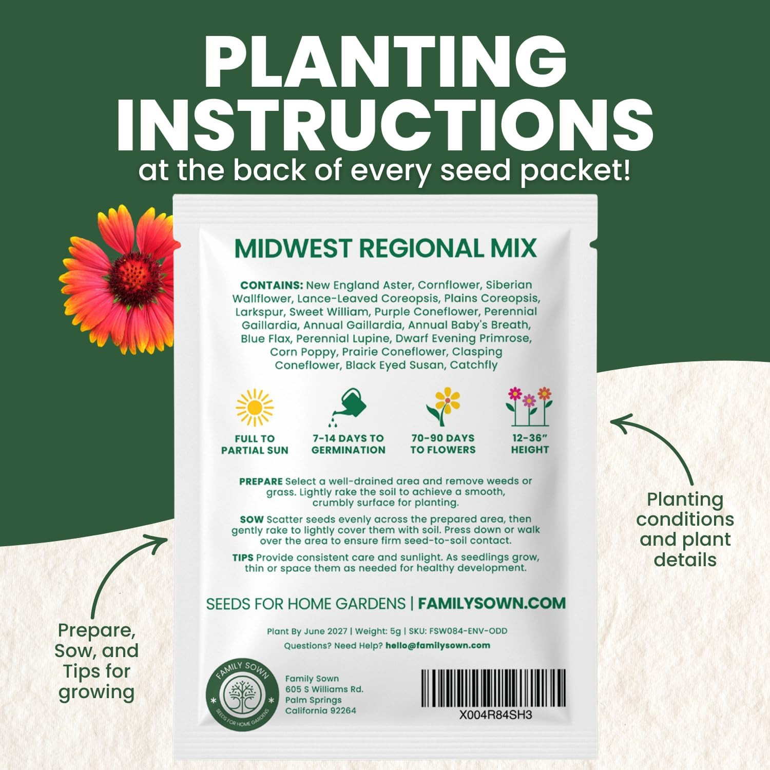 Midwest Regional Mix – 2,500 Seeds for Planting – 2026 Season – 5 Gram Pouch