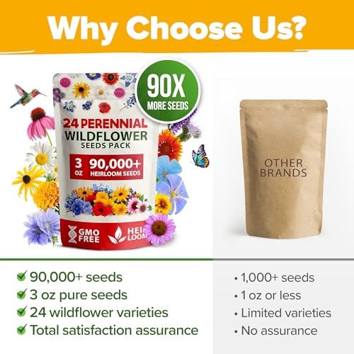 90,000+ Wildflower Seeds Mix 3oz 24 Varieties 1-Pack Wildflower Perennial XL