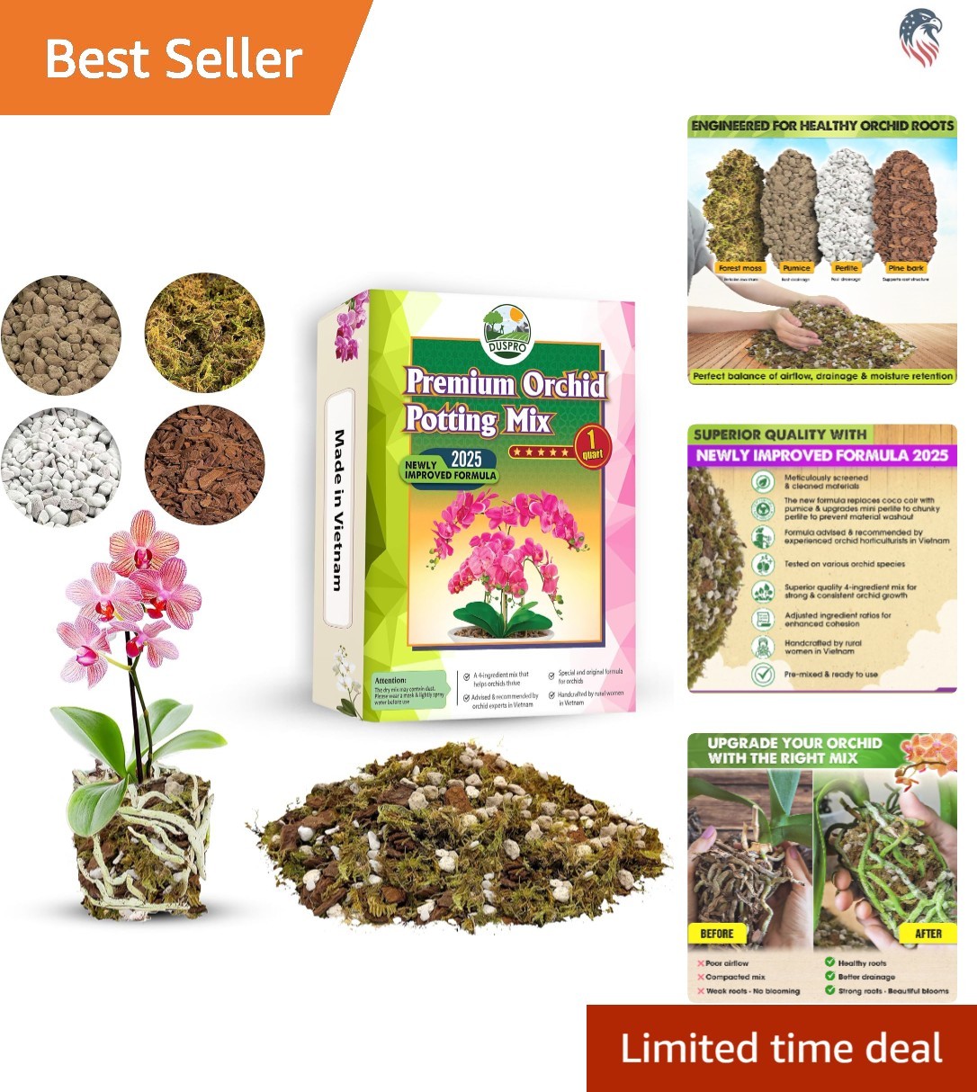Orchid Potting Mix Compatible with Orchids Includes Forest Moss Pine Bark Per…