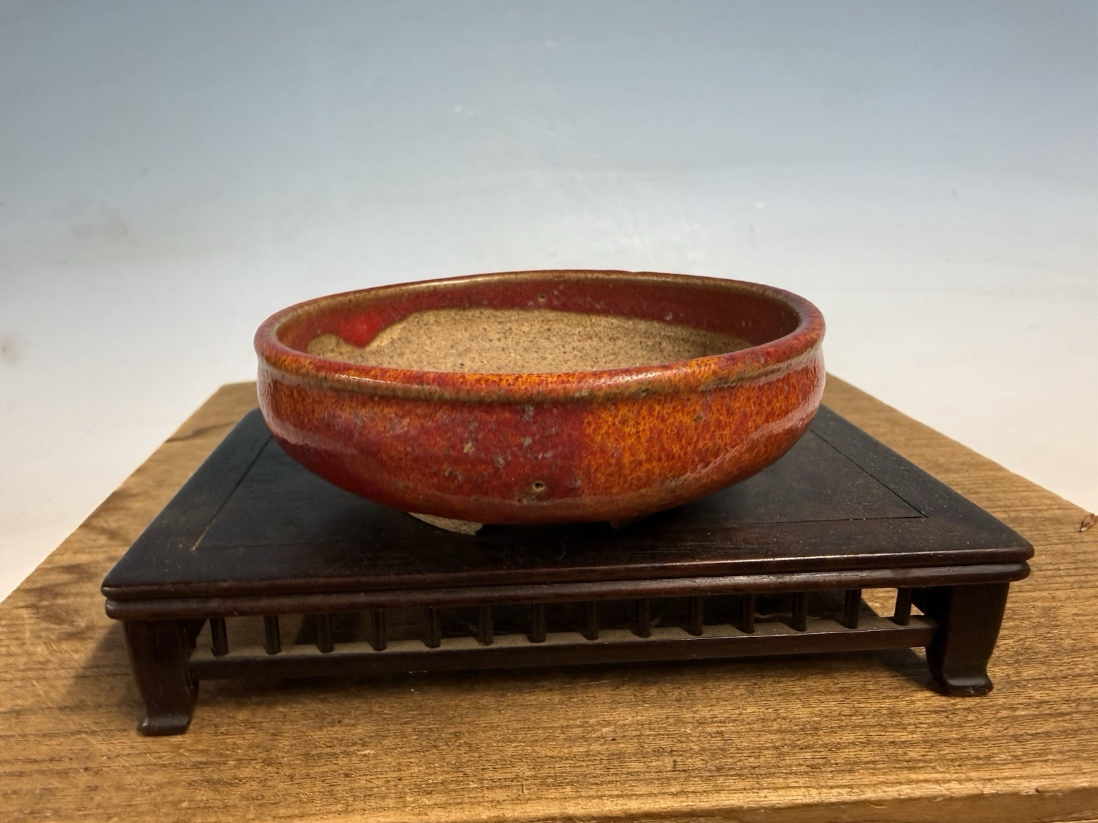 Japanese Unknown Maker Shohin Bonsai Tree Pot 4 1/8 By 1 3/8” Stunning Red
