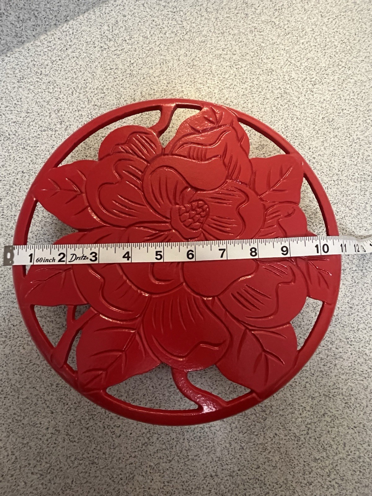 Vintage Round Red Rolling Plant Stand Caddy w Wheels Indoor Outdoor Planter Base