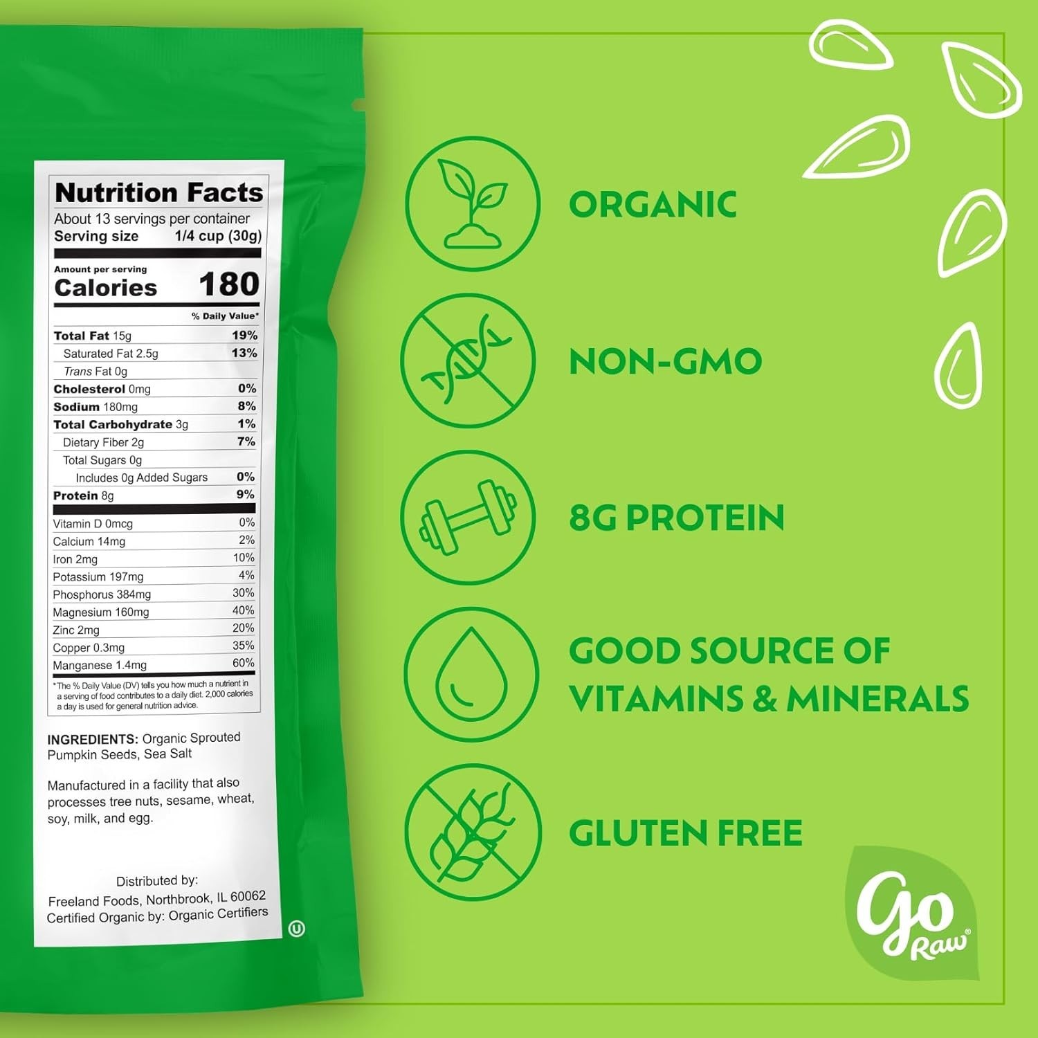 Nut-Free Sprouted Pumpkin Seeds, 14 Oz