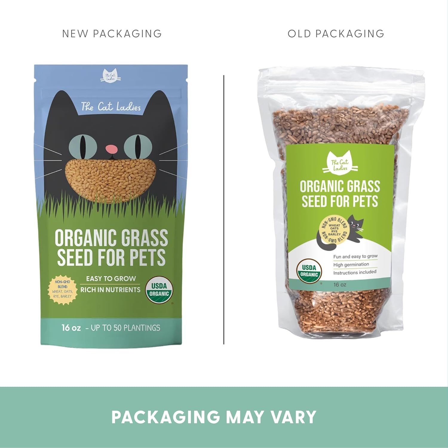 100% Organic Non-GMO Cat Grass Seed – 16oz Wheat Grass for Healthy Pets