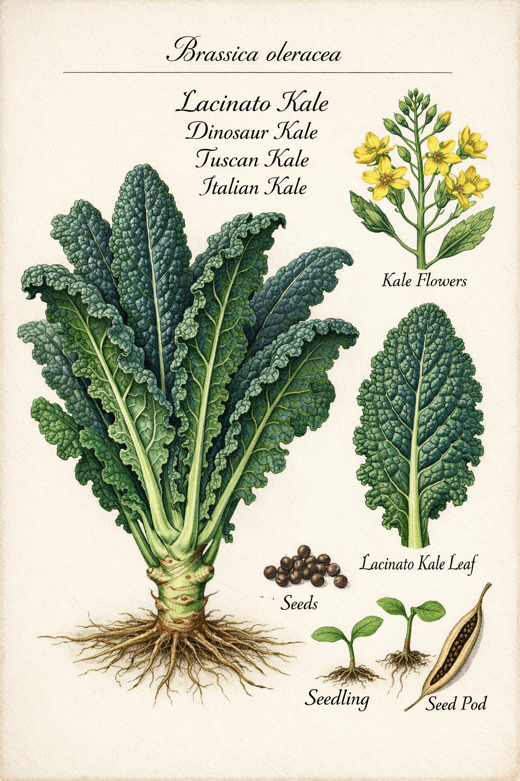 2,000 Heirloom Lacinato Kale Seeds AKA Italian Dinosaur Kale Cruciferous NonGMO