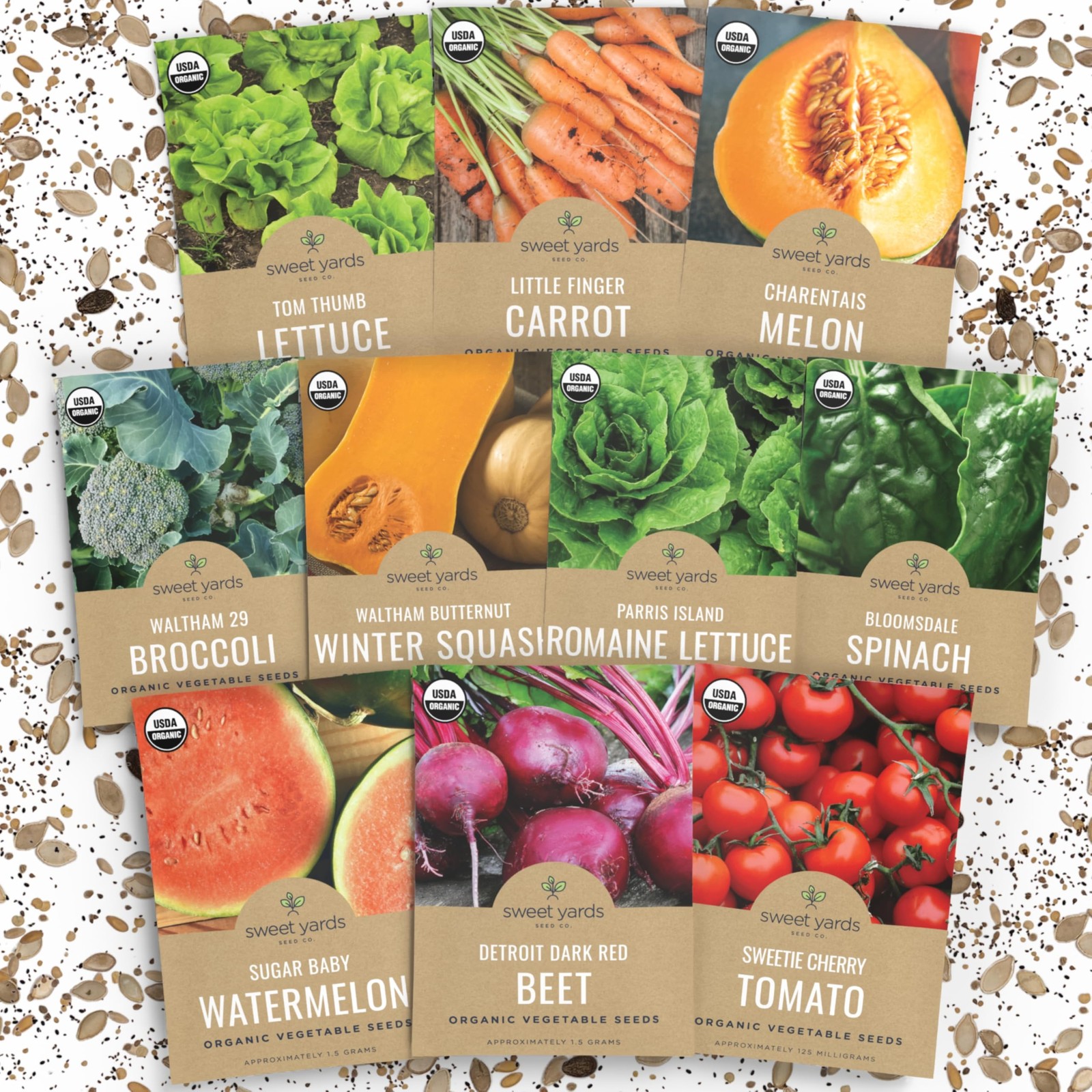 Organic Heirloom Garden Seeds Variety Pack – 10 Individual Packs – 2026 Seaso…