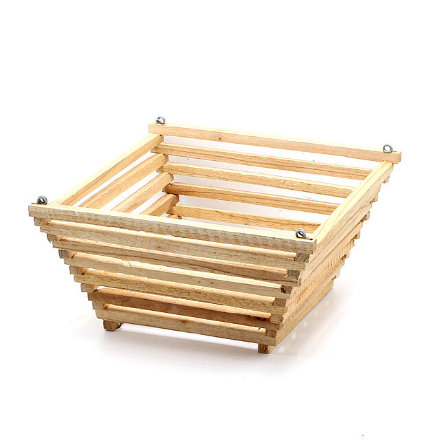 Wood orchid basket – hanging wooden planter plant holder – pyramid 8″