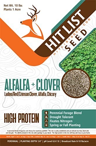 Premium Alfalfa & Clover Food Plot Seeds for Deer – Perennial Mix, 10 lbs – Spri