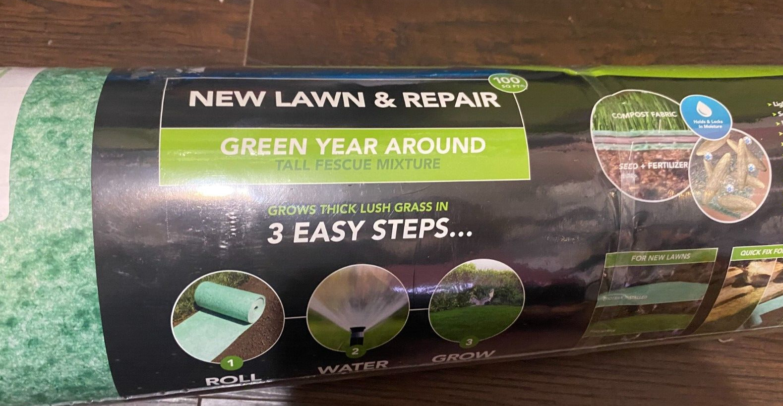 100 sqft Grotrax Biodegradable Grass Seed Mat -Year Round New Lawn & Repair