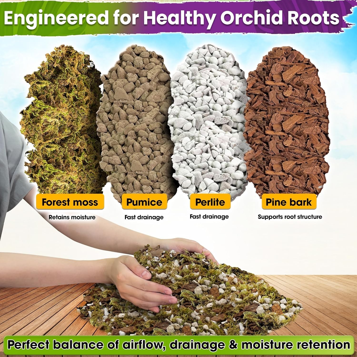 Orchid Potting Mix with Forest Moss & Pumice, 10QT