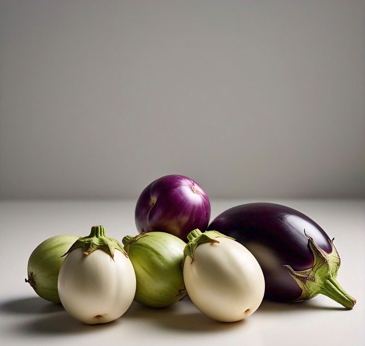 ROUND EGGPLANT MIX 3 COLORS SEEDS, CÀ PHÁO TRỘN, 茄子,berenjena 90% GERMINATION