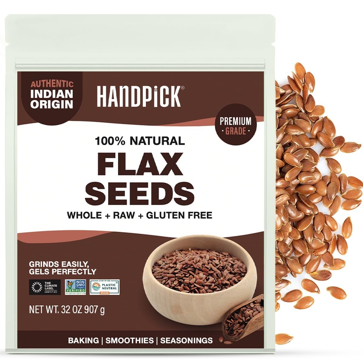 Gluten Free Flax Seeds 2 lb, Whole Raw Seeds for Nutritious Meals and Snacks