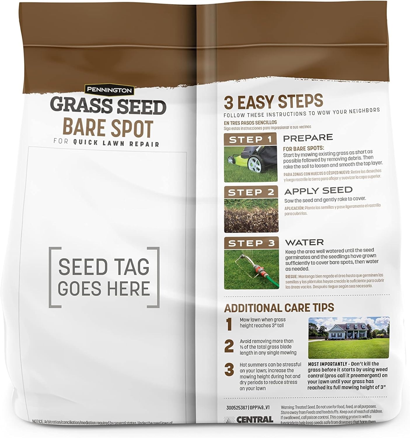 Pennington Bare Spot Repair Penkoted Grass Seed Mixture Central – 1lb(Pick Pack)